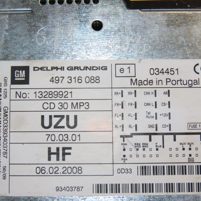 Autoradio occasion OPEL CORSA IV Phase 1 09-2006->12-2010 1.3 CDTI 90ch 13254187 5