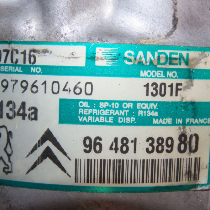 Compresseur air conditionne occasion PEUGEOT 407 Phase 1 04-2004->07-2008 2.0 HDI 136ch 9800840380 7