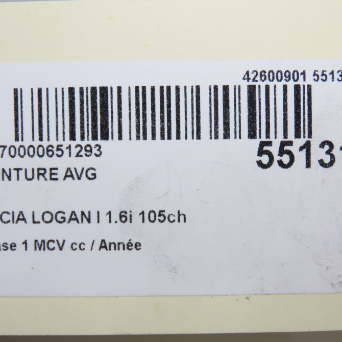 Ceinture avant gauche occasion DACIA LOGAN I Phase 1 04-1995->04-1999 1.6i 105ch 8200934797 5