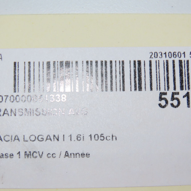 Transmission avant gauche occasion DACIA LOGAN I Phase 1 04-1995->04-1999 1.6i 105ch 8200618501 6