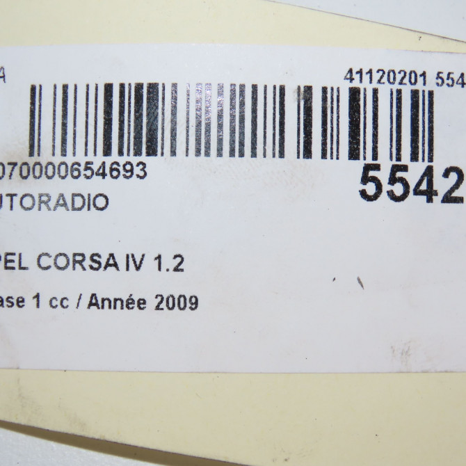 Autoradio occasion OPEL CORSA IV Phase 1 09-2006->12-2010 1.2 TWINPORT 80ch 13254187 6