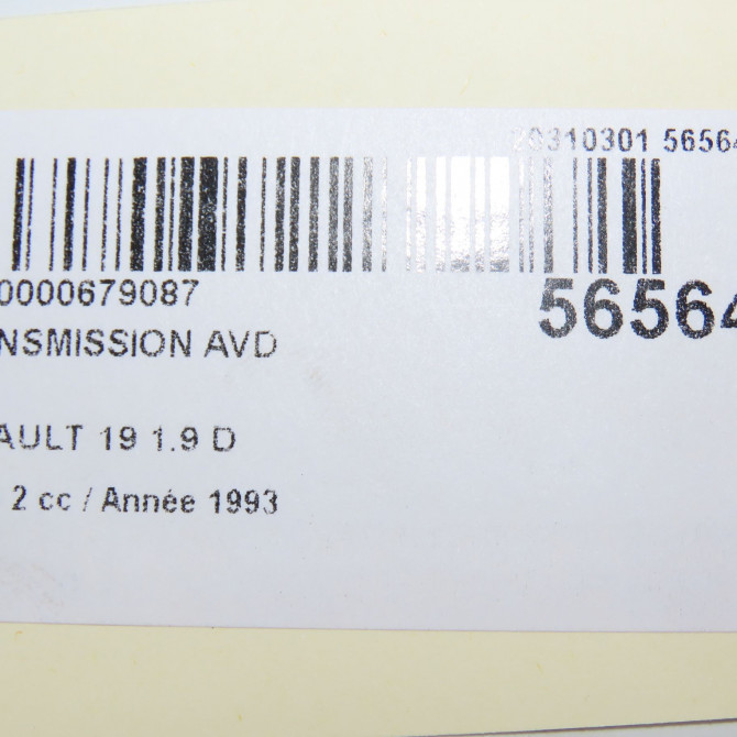 Transmission avant droite occasion RENAULT 19 Phase 2 04-1992->04-1997 1.9 D 7701349972 5