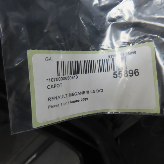 Capot occasion RENAULT MEGANE III Phase 1 11-2008->01-2012 1.5 DCI 105ch 651009018R 6