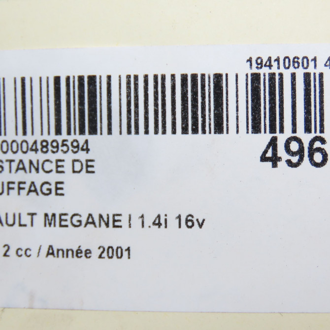 Resistance de chauffage occasion RENAULT MEGANE I Phase 2 03-1999->06-2003 1.4i 16v 7701034874 6