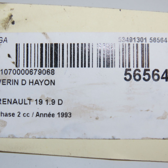 Verin droit hayon occasion RENAULT 19 Phase 2 04-1992->04-1997 1.9 D 7700799027 5