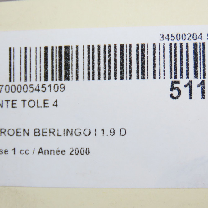 Jante tole occasion CITROEN BERLINGO I Phase 1 09-1996->11-2002 1.9 D 5401K7 4