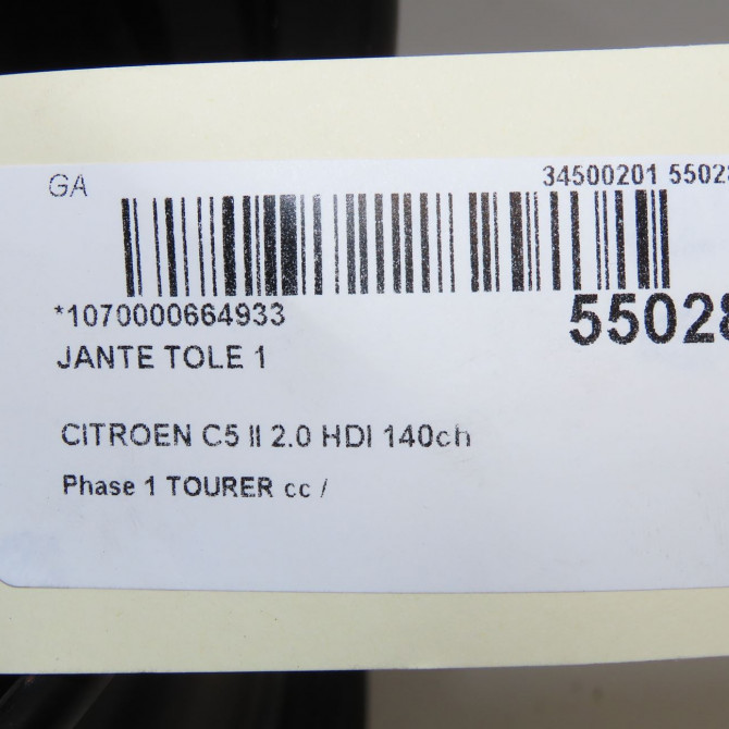 Jante tole occasion CITROEN C5 II Phase 1 04-1995->04-1999 2.0 HDI 140ch 5402V7 4