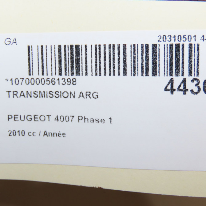 Transmission arrière gauche occasion PEUGEOT 4007 Phase 1 07-2007->03-2013 5