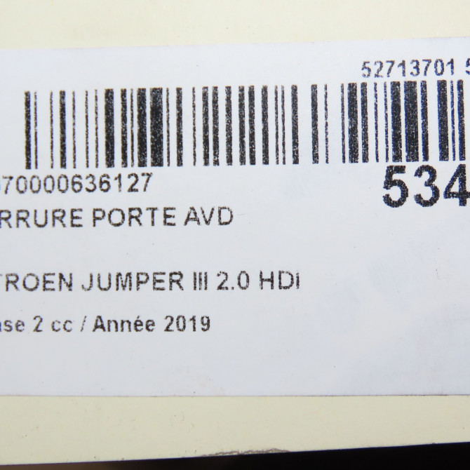 Serrure porte avd occasion CITROEN JUMPER III Phase 2 06-2014->... 2.0 HDI 130ch 1677681380 8