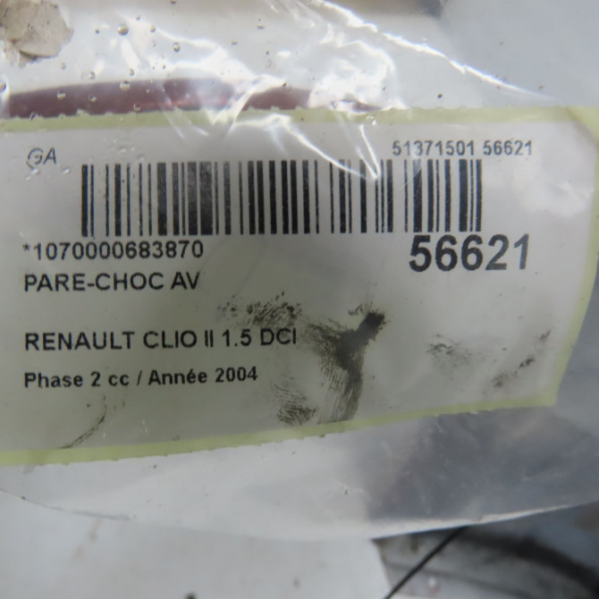 Pare-choc avant occasion RENAULT CLIO II Phase 2 06-2001->07-2006 1.5 DCI 65ch 7701476554 6