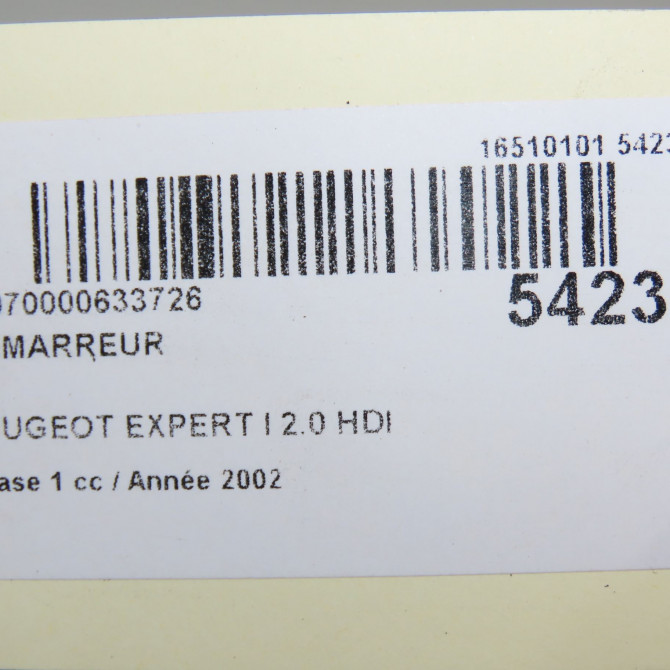 Démarreur occasion PEUGEOT EXPERT I Phase 1 10-1995->12-2003 2.0 HDI 95ch 9827007180 7