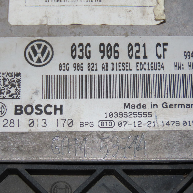 Calculateur moteur occasion VOLKSWAGEN EOS Phase 1 04-2006->01-2011 2.0 TDI 140ch 3G906021CF 5