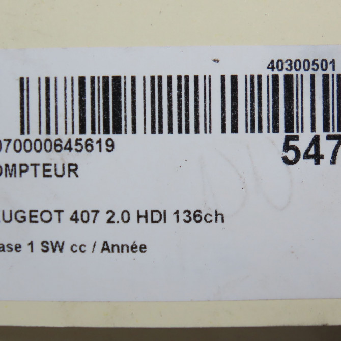 Compteur occasion PEUGEOT 407 Phase 1 04-1995->04-1999 2.0 HDI 136ch 610385 6
