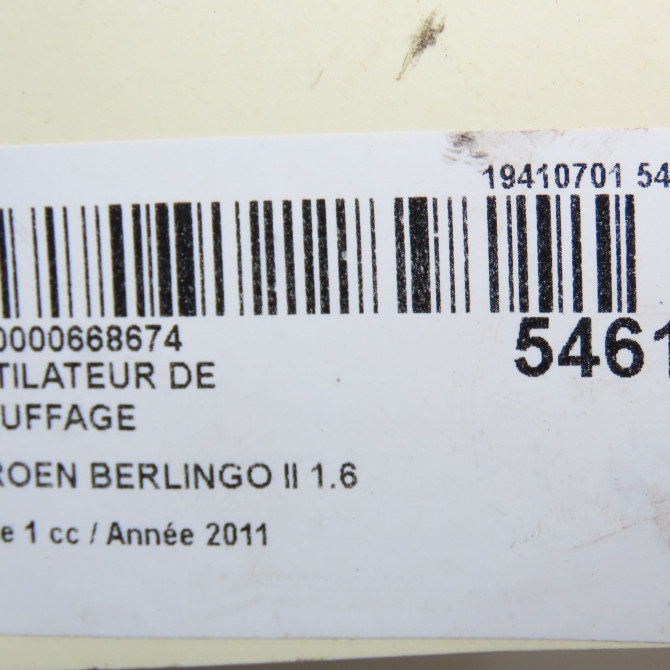 Ventilateur de chauffage occasion CITROEN BERLINGO II Phase 1 05-2008->01-2012 1.6 HDi 75ch 6441AS 7