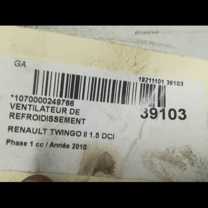 Ventilateur de refroidissement occasion RENAULT TWINGO II Phase 1 06-2007->11-2011 1.5 DCI 65ch 7701068309 3