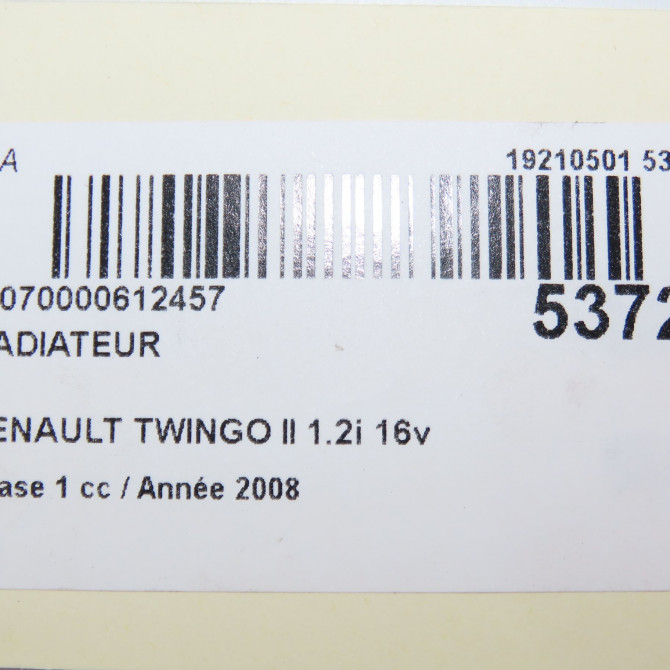 Radiateur occasion RENAULT TWINGO II Phase 1 06-2007->11-2011 1.2i 16v 75ch 8200369307 5