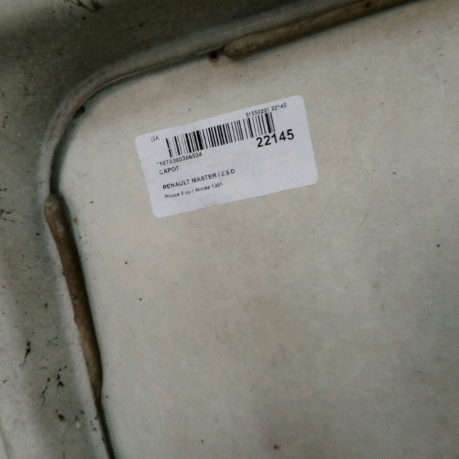 Capot occasion RENAULT MASTER I Phase 2 09-1994->09-1997 2.5 D 75ch 3