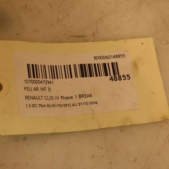 Feu arrière intérieur droit occasion  265502395R 4