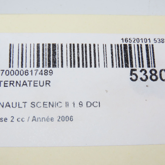 Alternateur occasion RENAULT SCENIC II Phase 2 09-2006->04-2009 1.9 DCI 125ch 8200667617 8