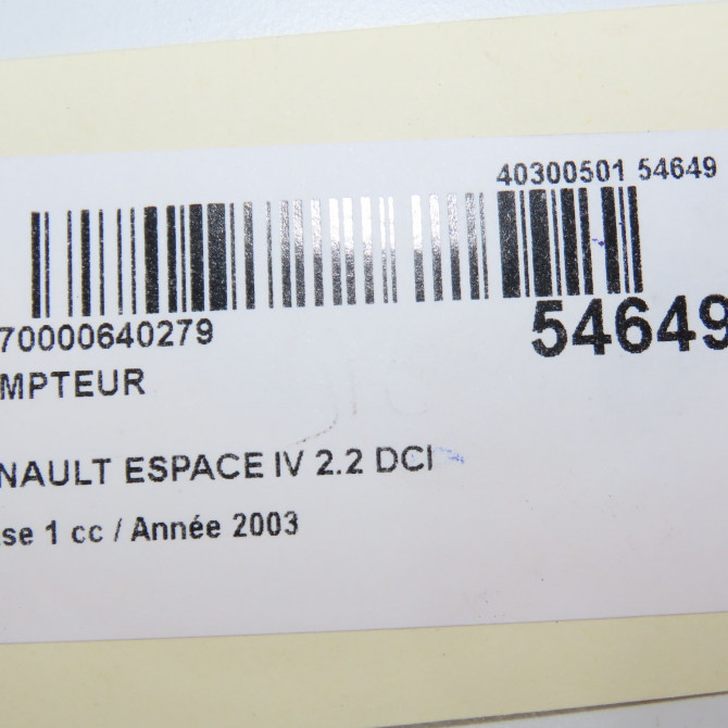Compteur occasion RENAULT ESPACE IV Phase 1 09-2002->03-2006 2.2 DCI 150ch 8200322053 7