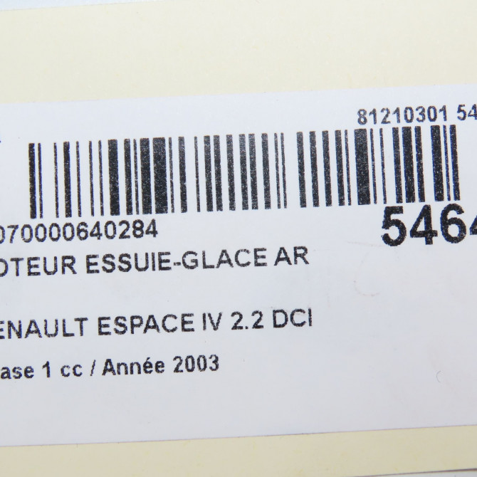 Moteur essuie-glace arrière occasion RENAULT ESPACE IV Phase 1 09-2002->03-2006 2.2 DCI 150ch 8200031083 6