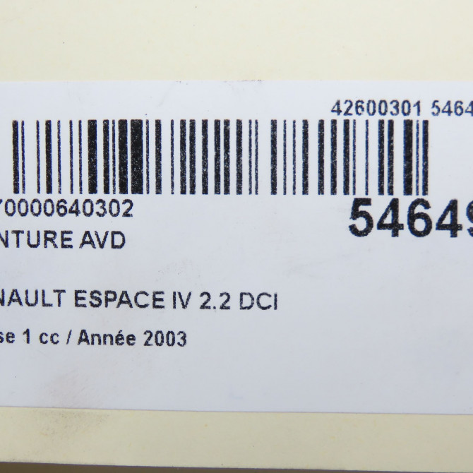 Ceinture avant droite occasion RENAULT ESPACE IV Phase 1 09-2002->03-2006 2.2 DCI 150ch 8200576875 5