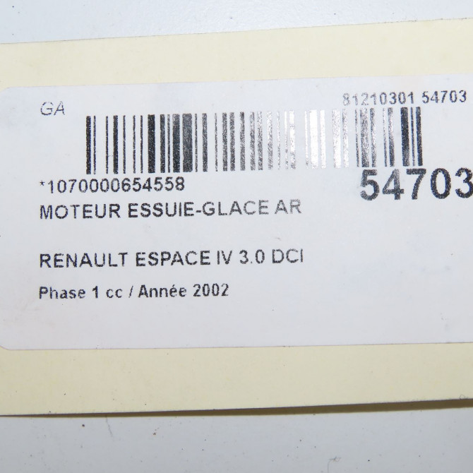 Moteur essuie-glace arrière occasion RENAULT ESPACE IV Phase 1 09-2002->03-2006 3.0 DCI 8200031083 6