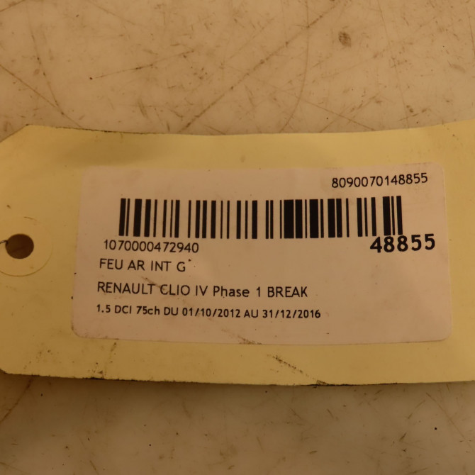 Feu arrière interieur gauche occasion  265559118R 4