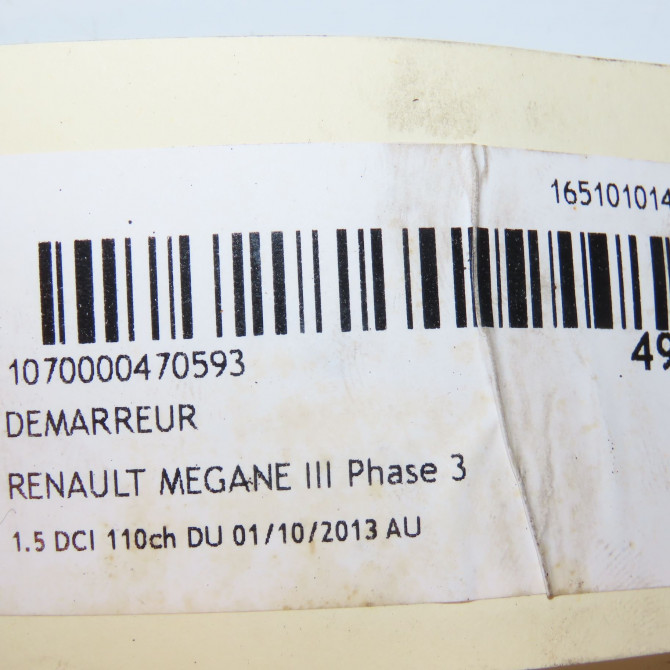 Démarreur occasion RENAULT MEGANE III Phase 3 10-2013->... 1.5 DCI 110ch 233004868R 3