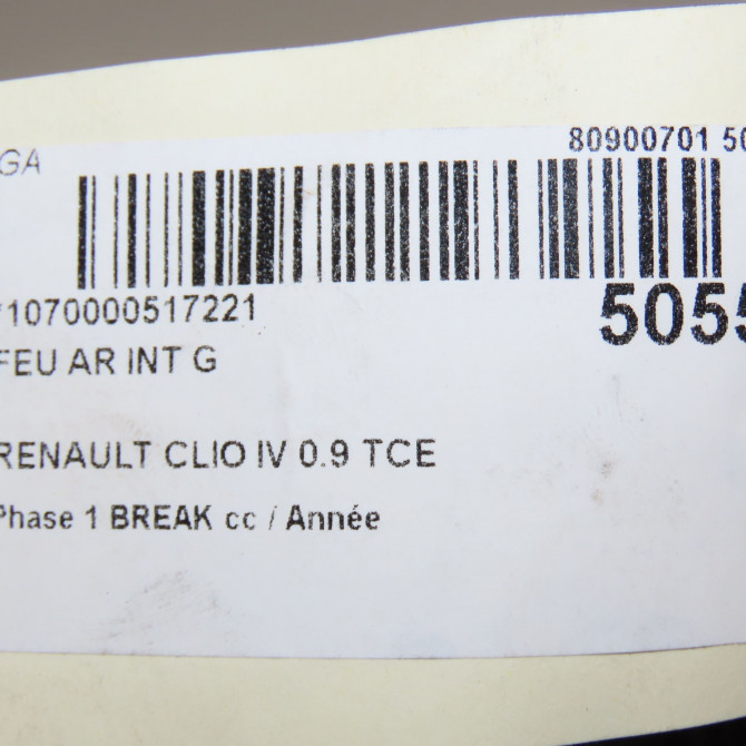 Feu arrière interieur gauche occasion  265559118R 4