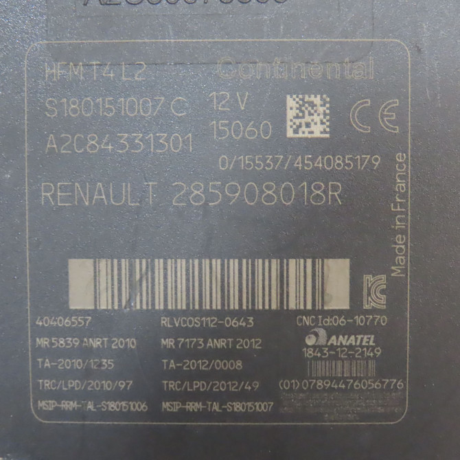 Lecteur de carte occasion RENAULT CLIO IV Phase 1 07-2012->... 1.5 DCI 75ch 285901934R 3