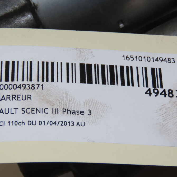 Démarreur occasion RENAULT SCENIC III Phase 3 04-2013->... 1.5 DCI 110ch 233004868R 6