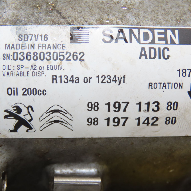 Compresseur air conditionne occasion PEUGEOT BOXER III phase 2 06-2014->... 9819711380 7