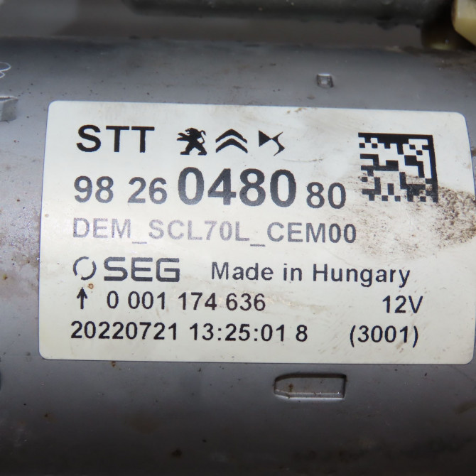 Démarreur occasion PEUGEOT BOXER III phase 2 06-2014->... 9826048080 5