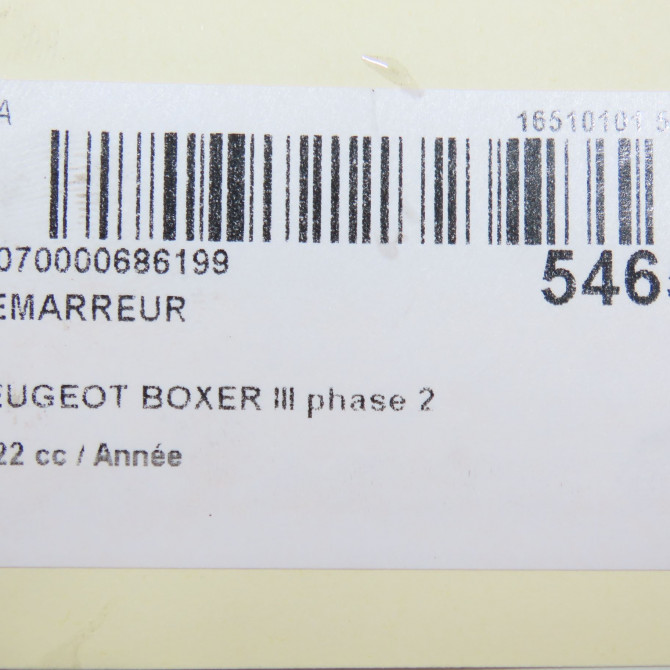Démarreur occasion PEUGEOT BOXER III phase 2 06-2014->... 9826048080 7