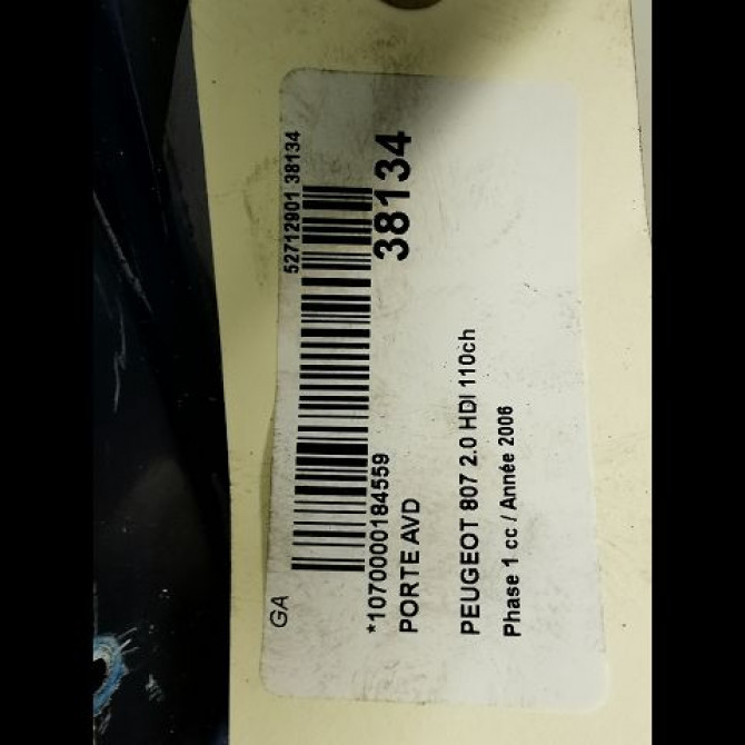 Porte avant droite occasion PEUGEOT 807 Phase 1 06-2002->12-2014 2.0 HDI 110ch 9004X4 3