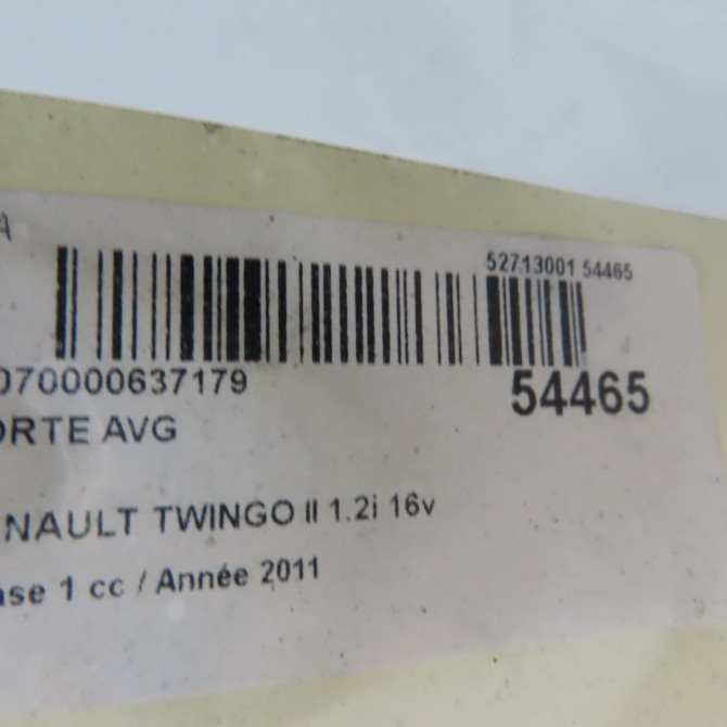 Porte avant gauche occasion RENAULT TWINGO II Phase 1 06-2007->11-2011 1.2i 16v 75ch 801010419R 4