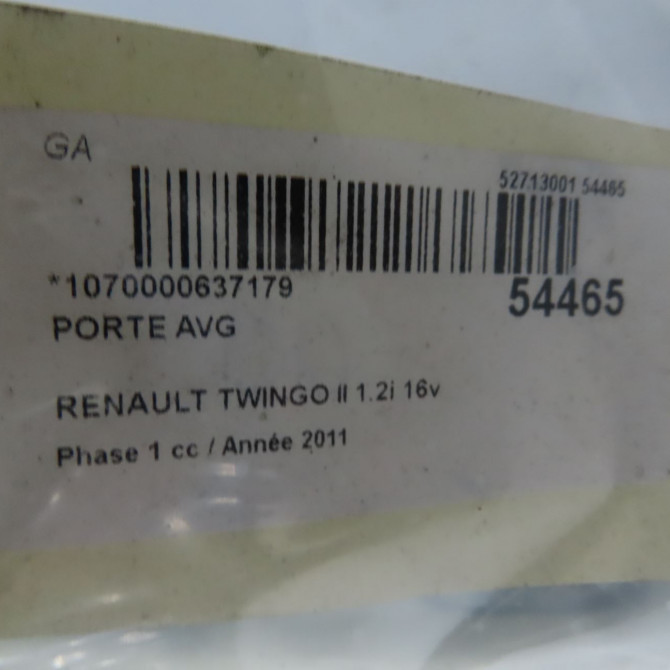 Porte avant gauche occasion RENAULT TWINGO II Phase 1 06-2007->11-2011 1.2i 16v 75ch 801010419R 5