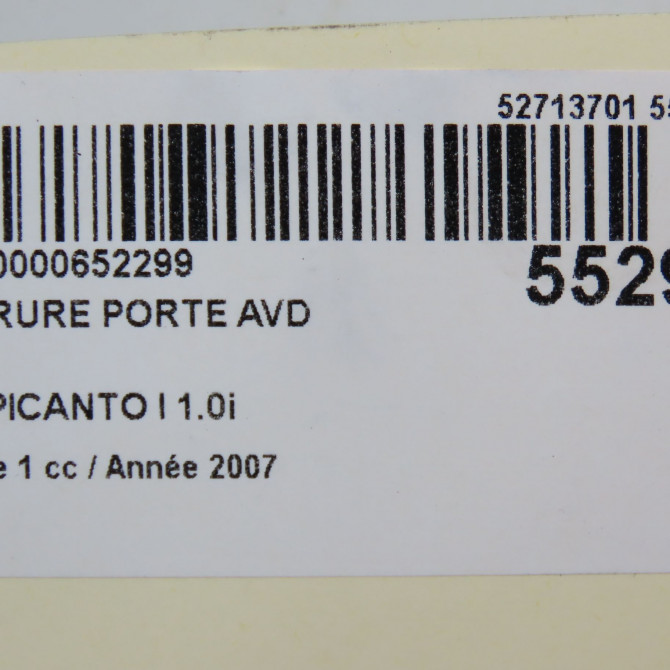 Serrure porte avd occasion KIA PICANTO I Phase 1 05-2004->12-2007 1.0i 8132007030HU 6