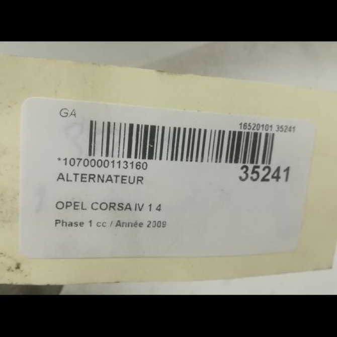 Alternateur occasion OPEL CORSA IV Phase 1 09-2006->12-2010 1.4 TWINPORT 90ch 13222929 4