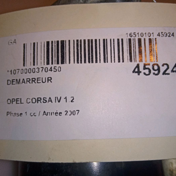 Démarreur occasion OPEL CORSA IV Phase 1 09-2006->12-2010 1.2 TWINPORT 80ch 93184535 6