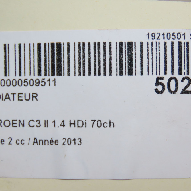 Radiateur occasion CITROEN C3 II Phase 2 03-2013->12-2016 1.4 HDi 70ch 1330Q5 5