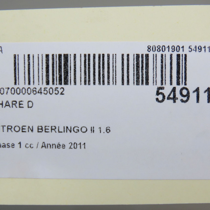Phare droit occasion CITROEN BERLINGO II Phase 1 05-2008->01-2012 1.6 HDI 16v 75ch 6206K6 6