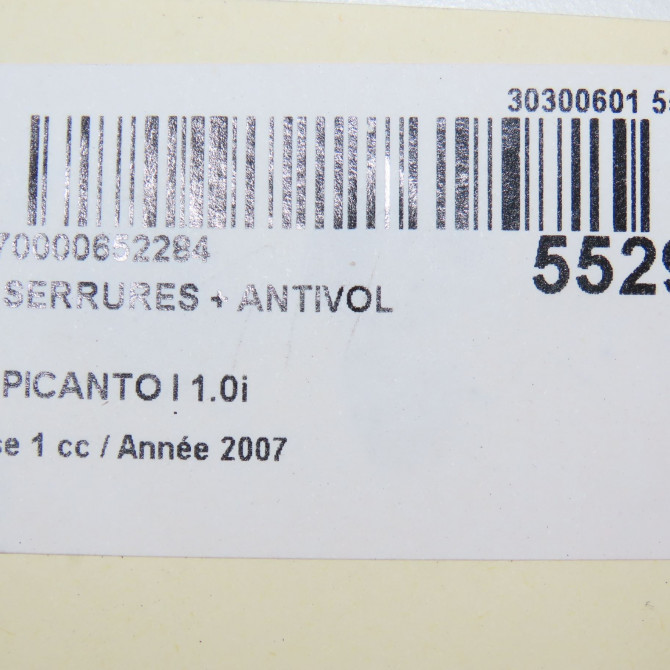 Kit serrures + antivol occasion KIA PICANTO I Phase 1 05-2004->12-2007 1.0i 8190507200 7