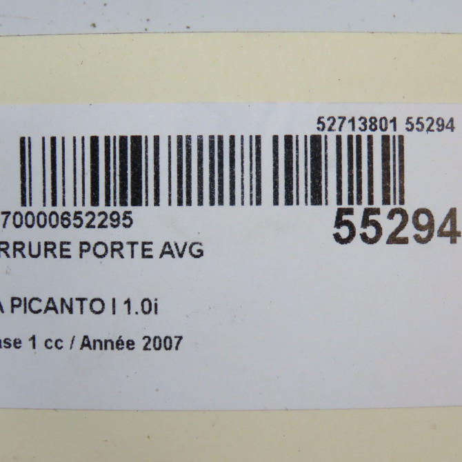 Serrure porte avg occasion KIA PICANTO I Phase 1 05-2004->12-2007 1.0i 8131007030HU 6