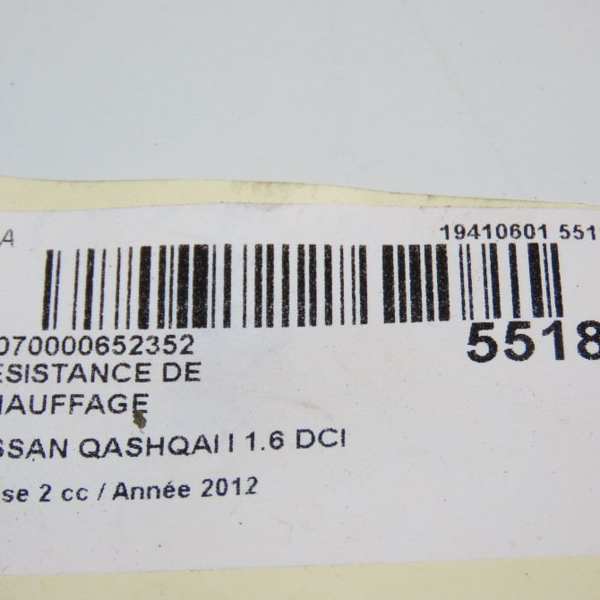 Resistance de chauffage occasion NISSAN QASHQAI I Phase 2 03-2010->04-2014 1.6 DCI 130ch 27150EY00A 4