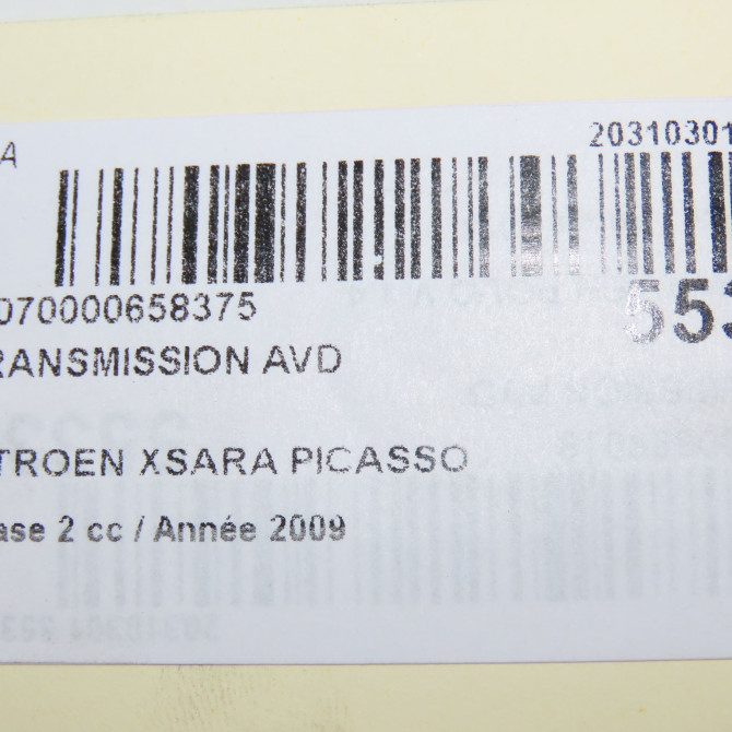 Transmission avant droite occasion CITROEN XSARA PICASSO Phase 2 02-2004->12-2010 1.6 HDI 92 ch 3273JY 5
