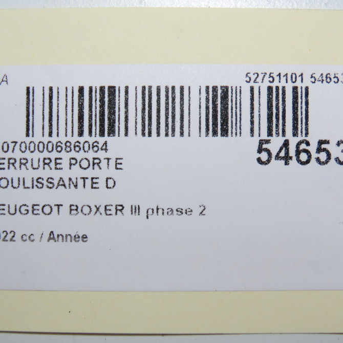 Serrure porte coulissante d occasion PEUGEOT BOXER III phase 2 06-2014->... 1650903380 7