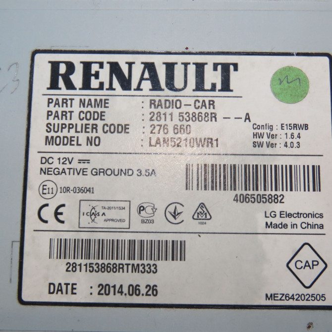 Autoradio occasion RENAULT CLIO IV Phase 1 07-2012->... 1.5 DCI 90ch 281151969R 5