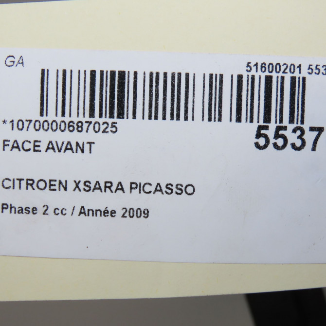 Face avant occasion CITROEN XSARA PICASSO Phase 2 02-2004->12-2010 1.6 HDI 92 ch 7106C4 4